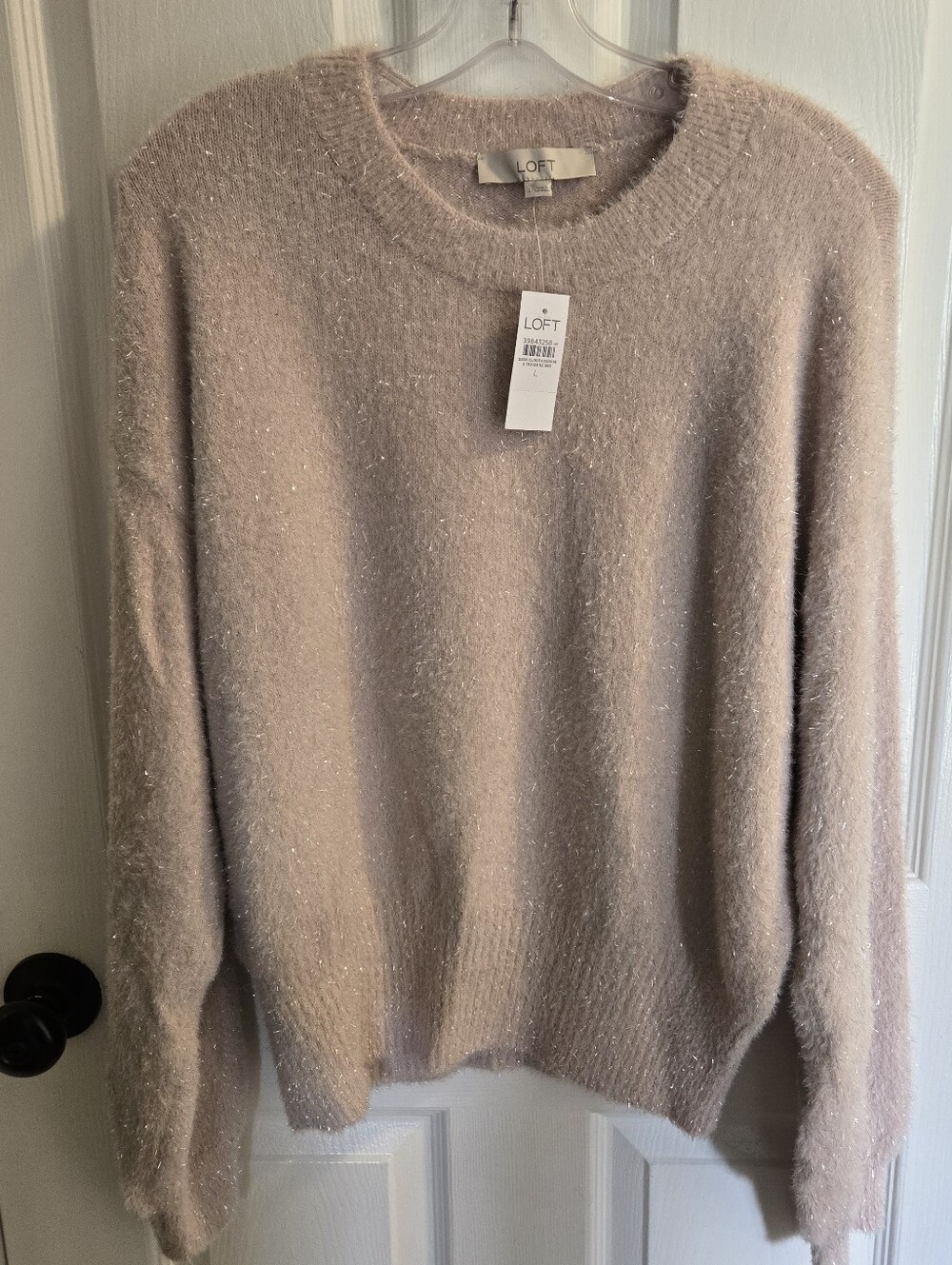 Loft Pink Soft Sweater With Silver Threads (NWT) Sz L